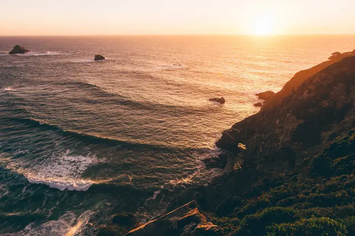 Sunset over the Pacific from a cliff on the Central Coast